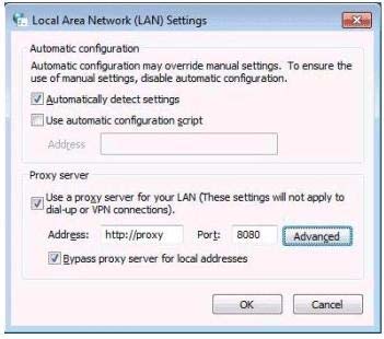 HTTP proxy configuration on Windows 7